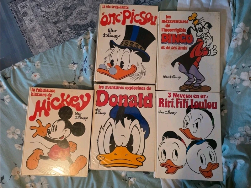 Lot 5 Grands Albums BD Vintage Walt Disney (Années 70) Très bon état protégé