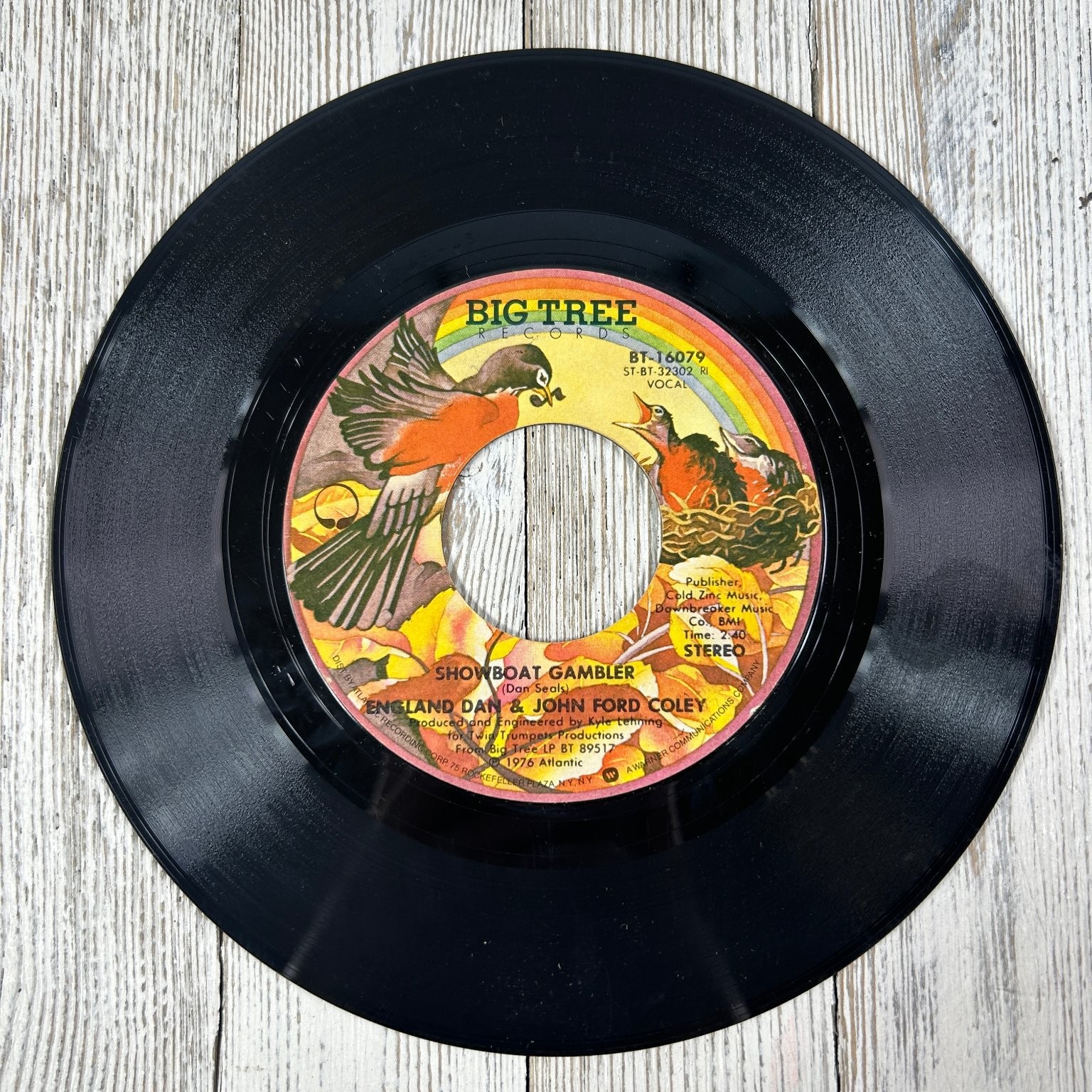 England Dan & John Ford Coley - Showboat Gambler 7" Record 1976 Big Tree Pop