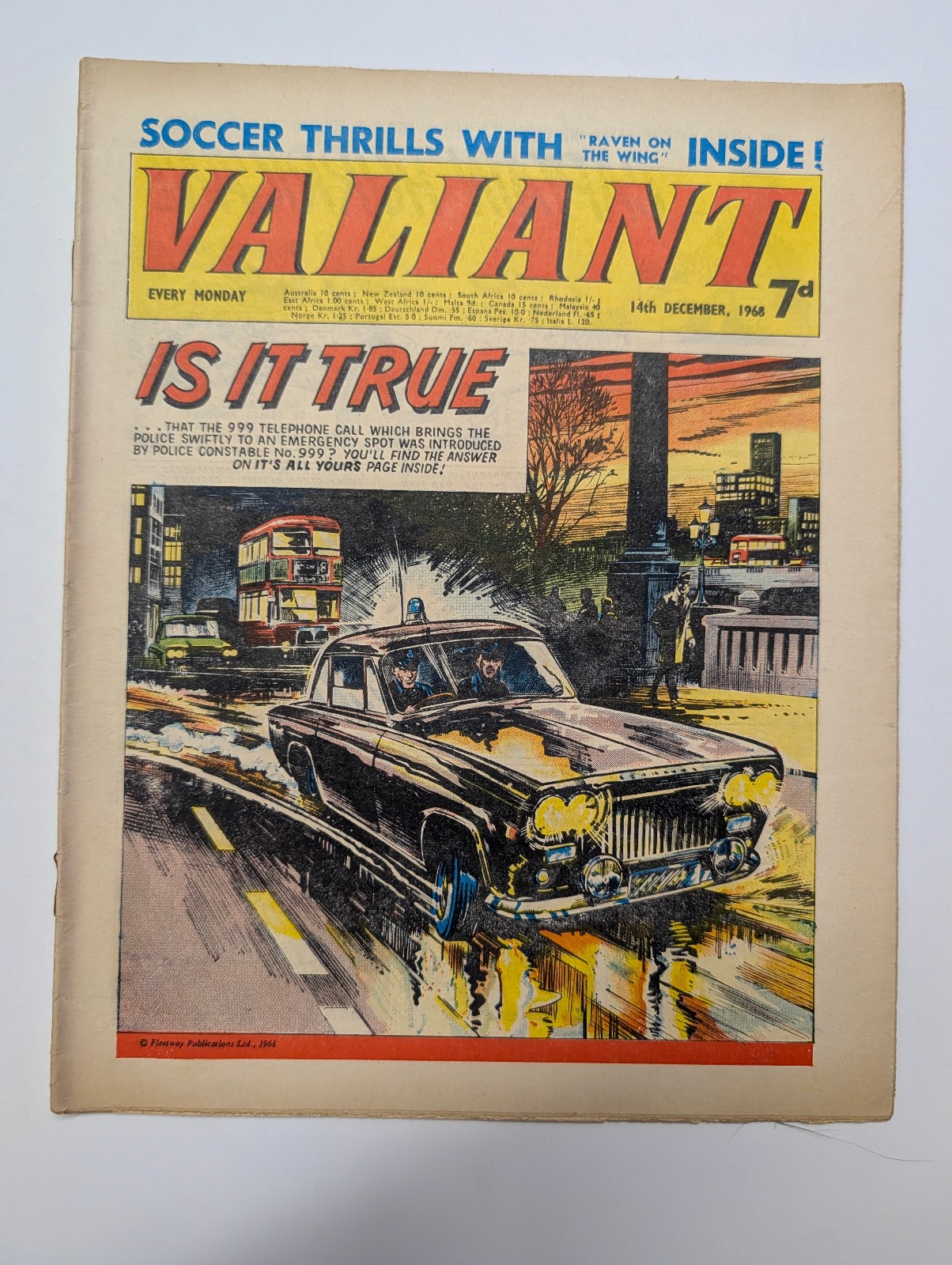 Valiant Comic 14th December 1968, Fleetway Publications.