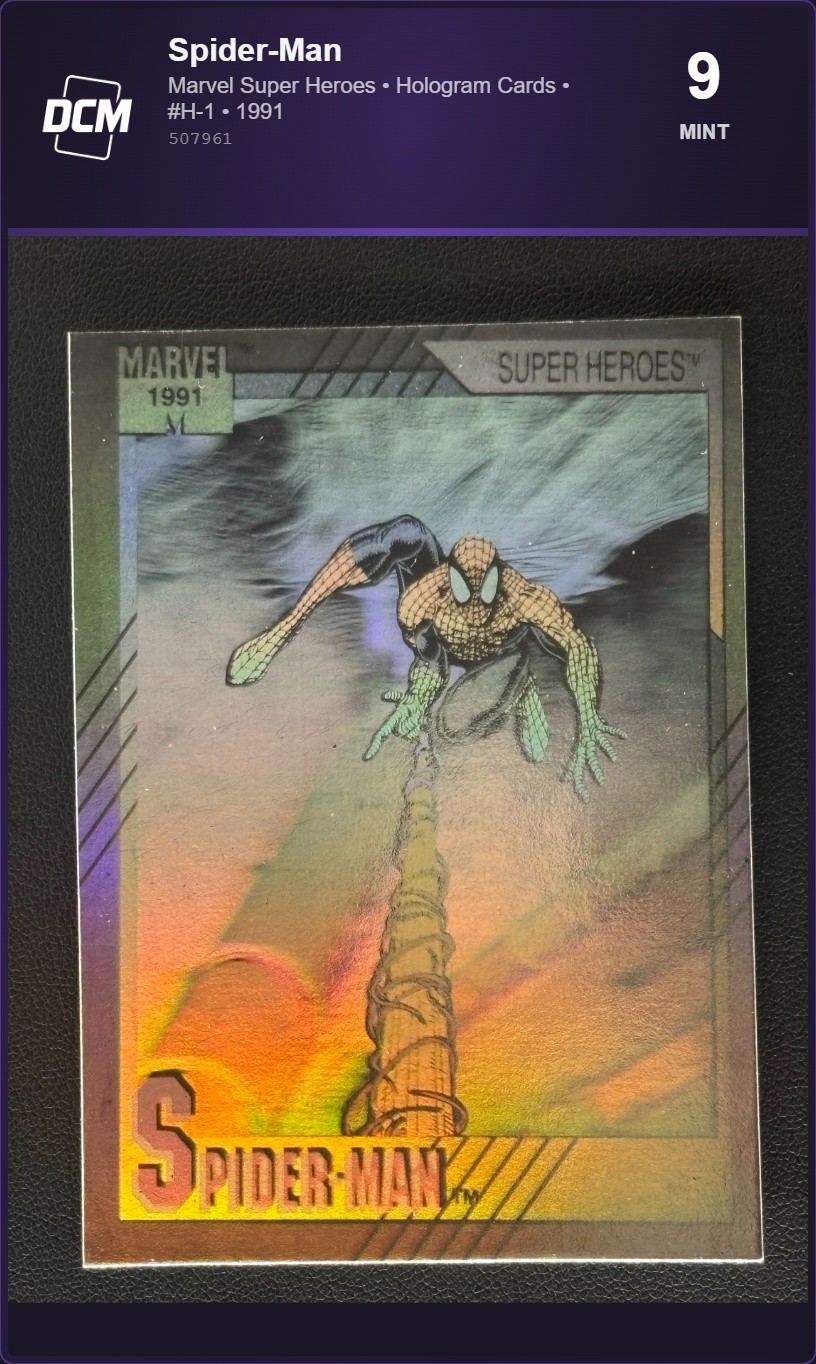Carte olografiche Spider-Man Marvel Super Heroes #H-1 1991 Trading Card DCM 9