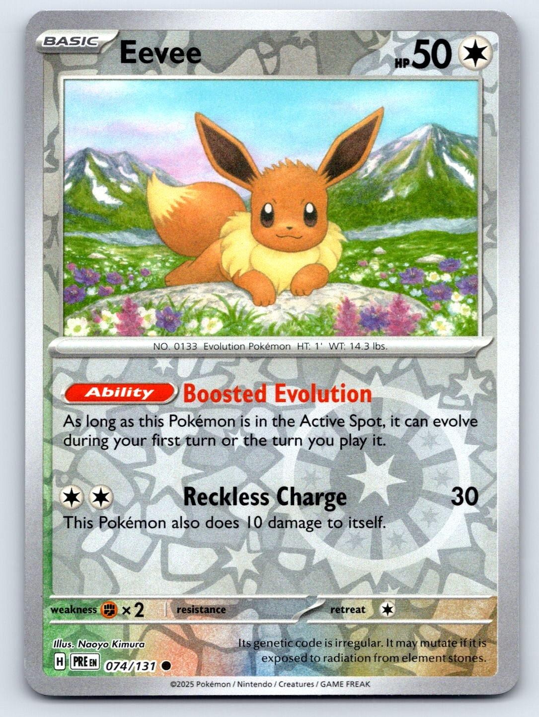 Eevee 074/131 Evoluzioni Prismatiche Comuni Pokemon Reverse Holo Near Mint