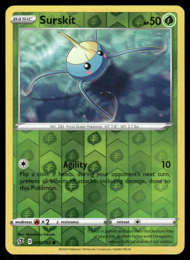 POKEMON SURSKIT REBEL CLASH 010/192 REVERSE HOLO C LP