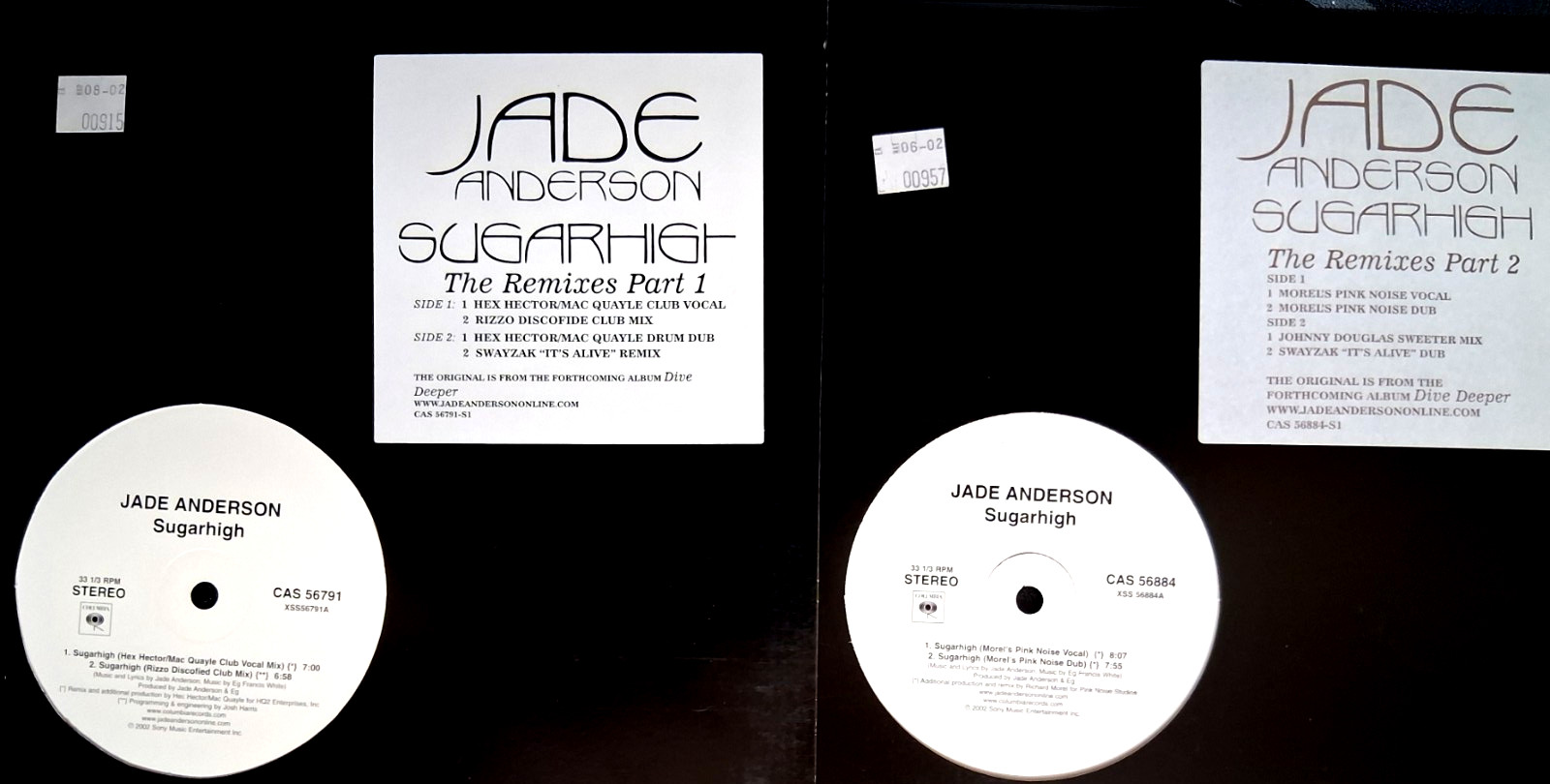 JADE ANDERSON Sugarhigh REMIXES 2002 COLUMBIA Records PROMO ONLY 2x12" set NM