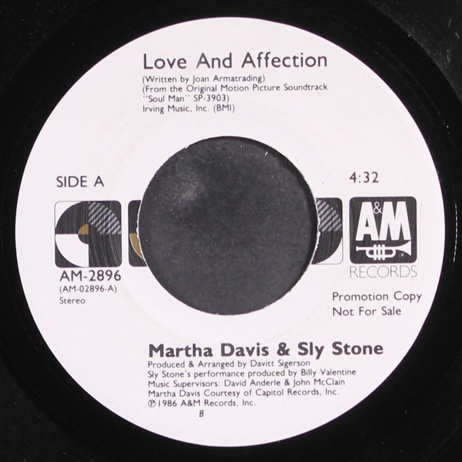 MARTHA DAVIS & SLY STONE: love and affection / same A&M 7" Single 45 RPM