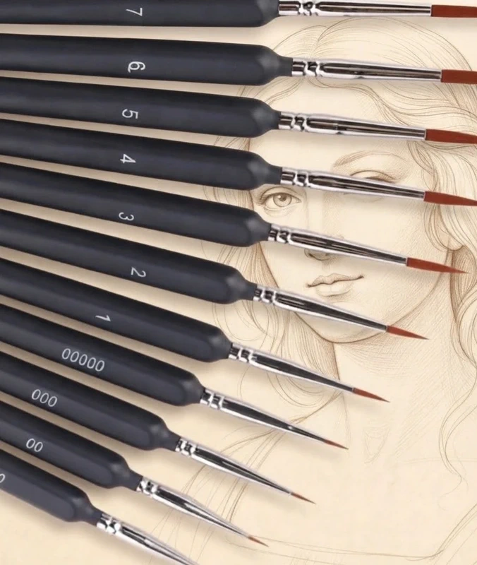 11 pennelli punta extra fine ideale per pittura di precisione