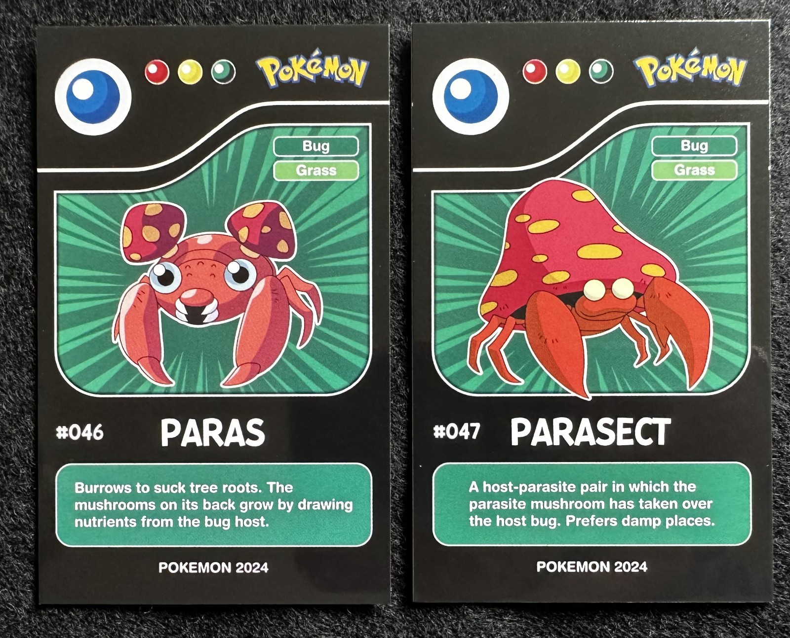 PARAS X PARASECT EVOLUTION - POKEMON KANTO CCG POKEDEX NERO RIEDIZIONI