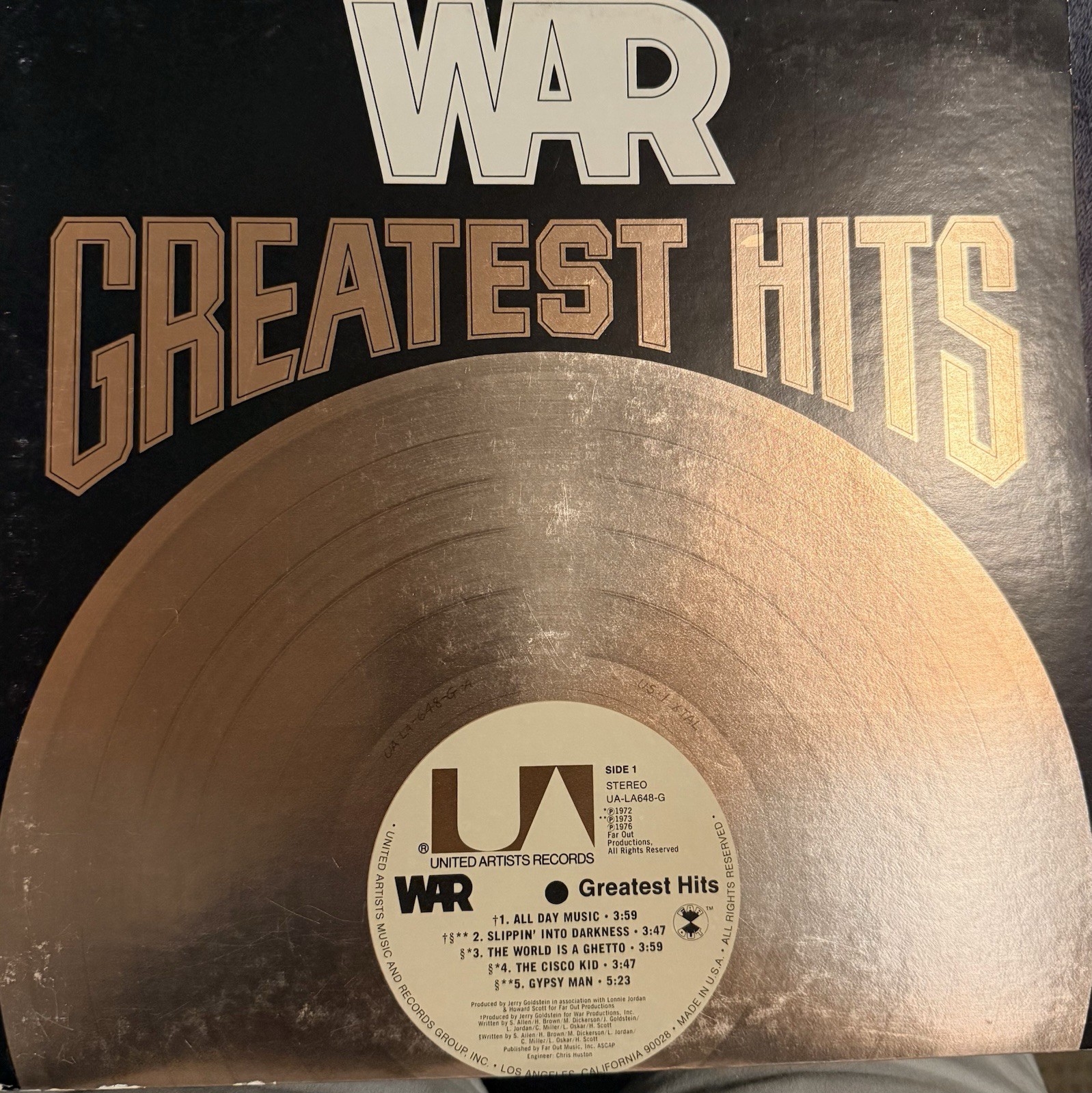 War Greatest Hits Vinyl Record LP 1976 United Artists UA-LA648-G