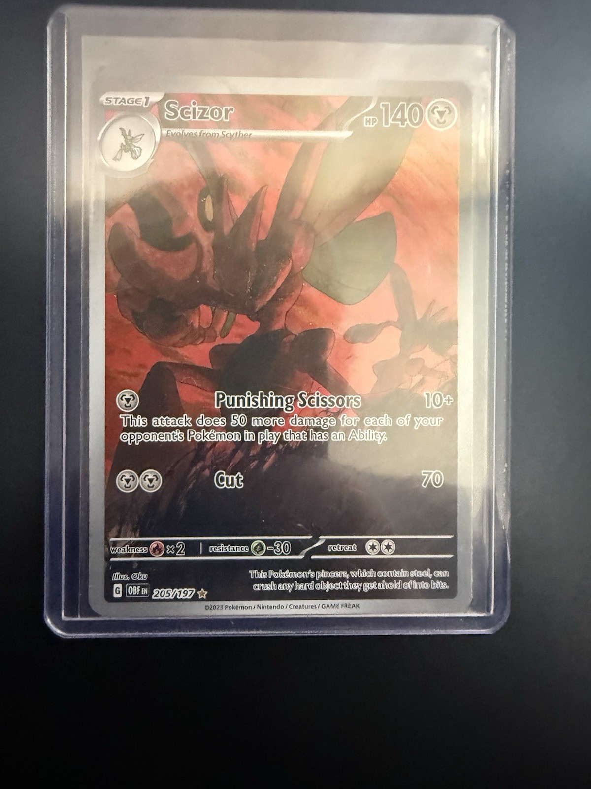 Scizor 205/197 SV03: Ossidiana Fiamme Holo Illustrazione Rara IR
