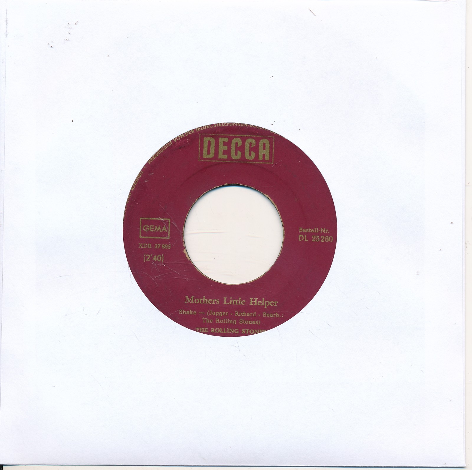 Mothers Little Helper / Lady Jane - LC Single 7" Vinyl 289/01