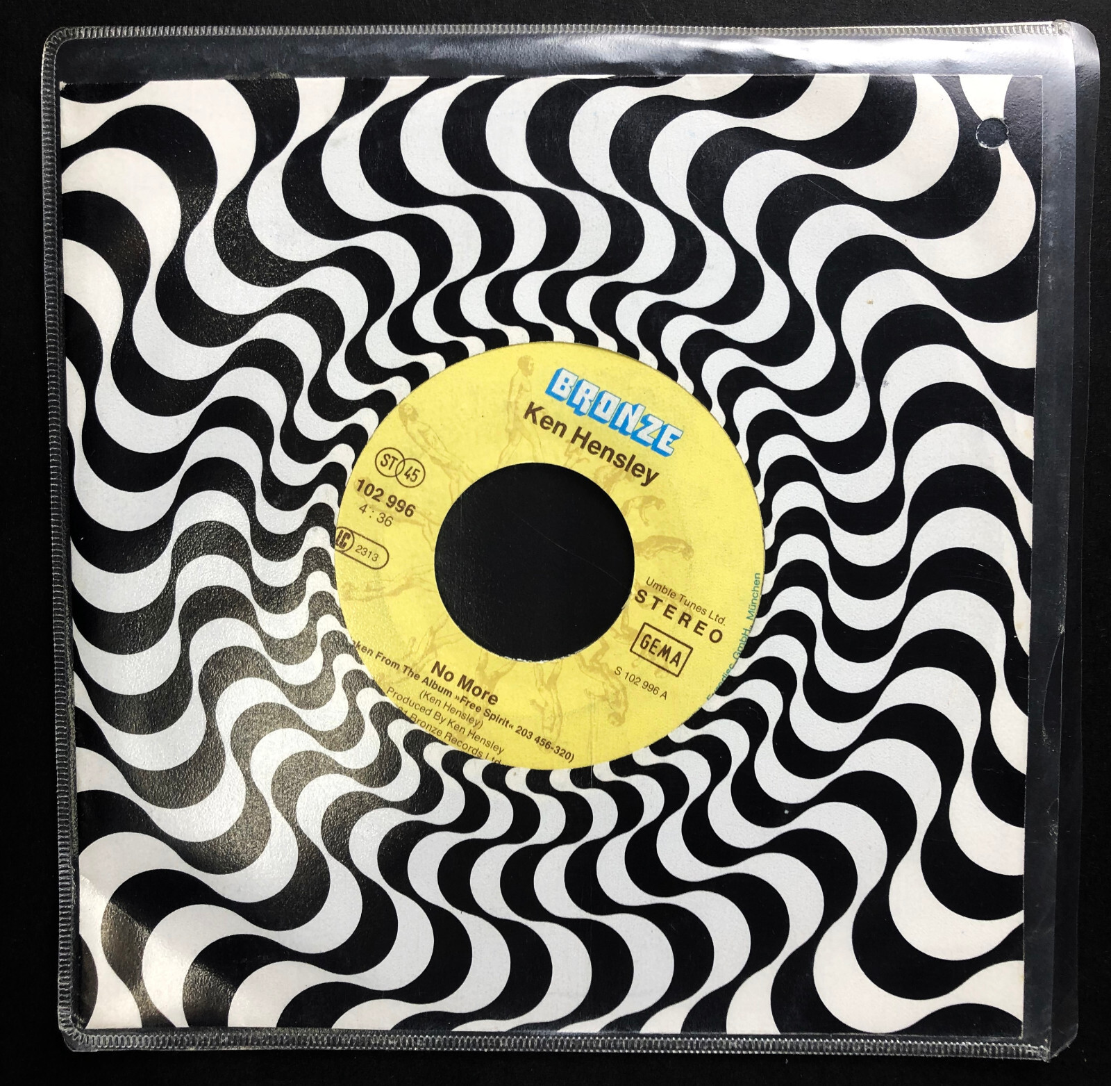 7'' Ken Hensley – No More / The System - 1981 Bronze / Matrix S 102 996 A-1/81S