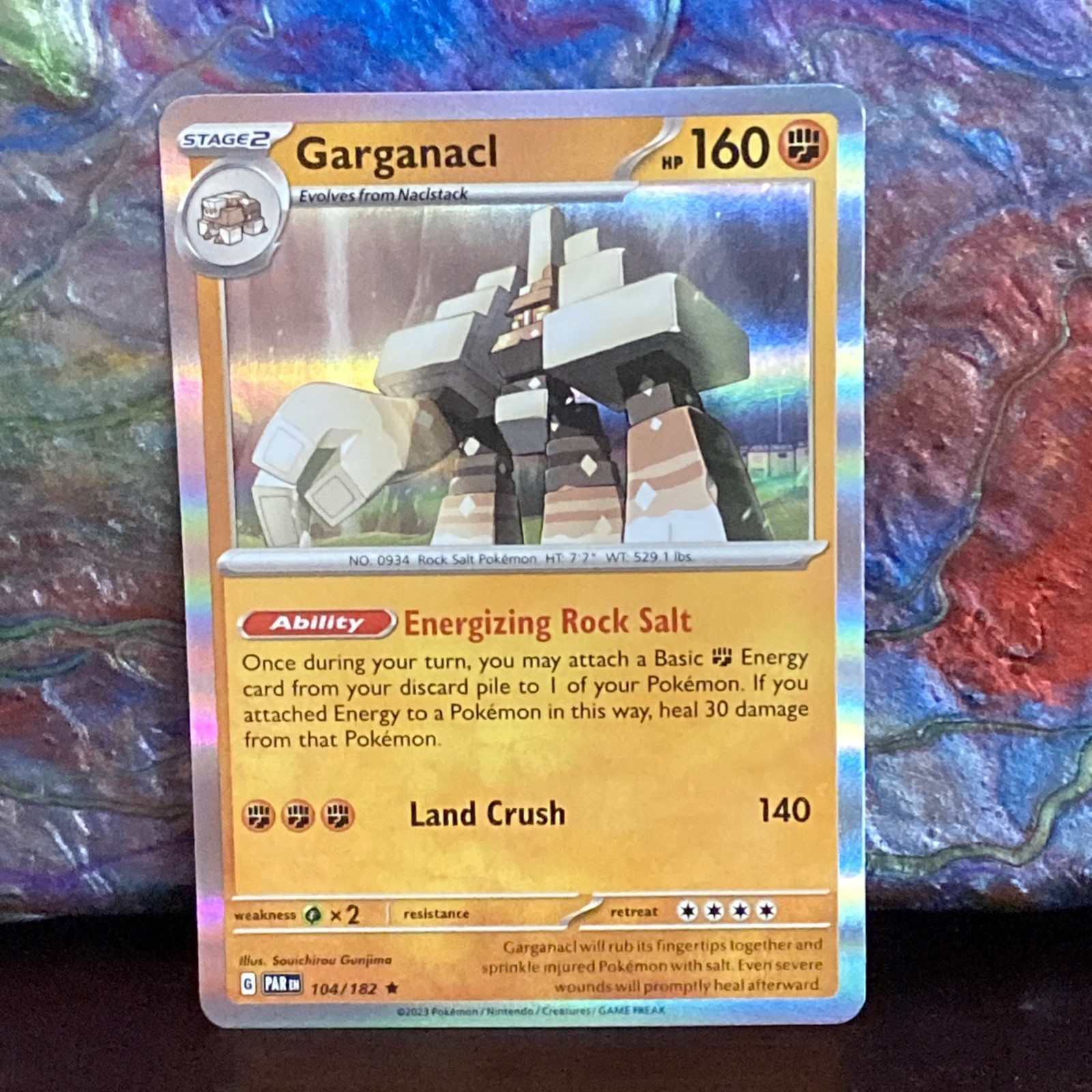 Garganacl 104/182 Sv04: Paradox Rift Holo Carta Pokemon Tcg