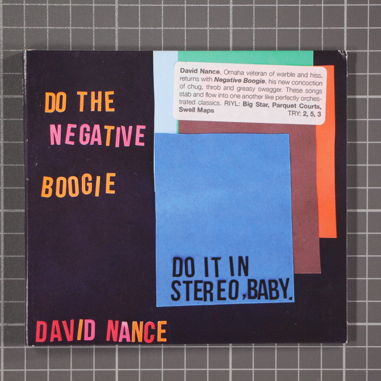Negative Boogie by Nance, David (CD, 2017) Promo