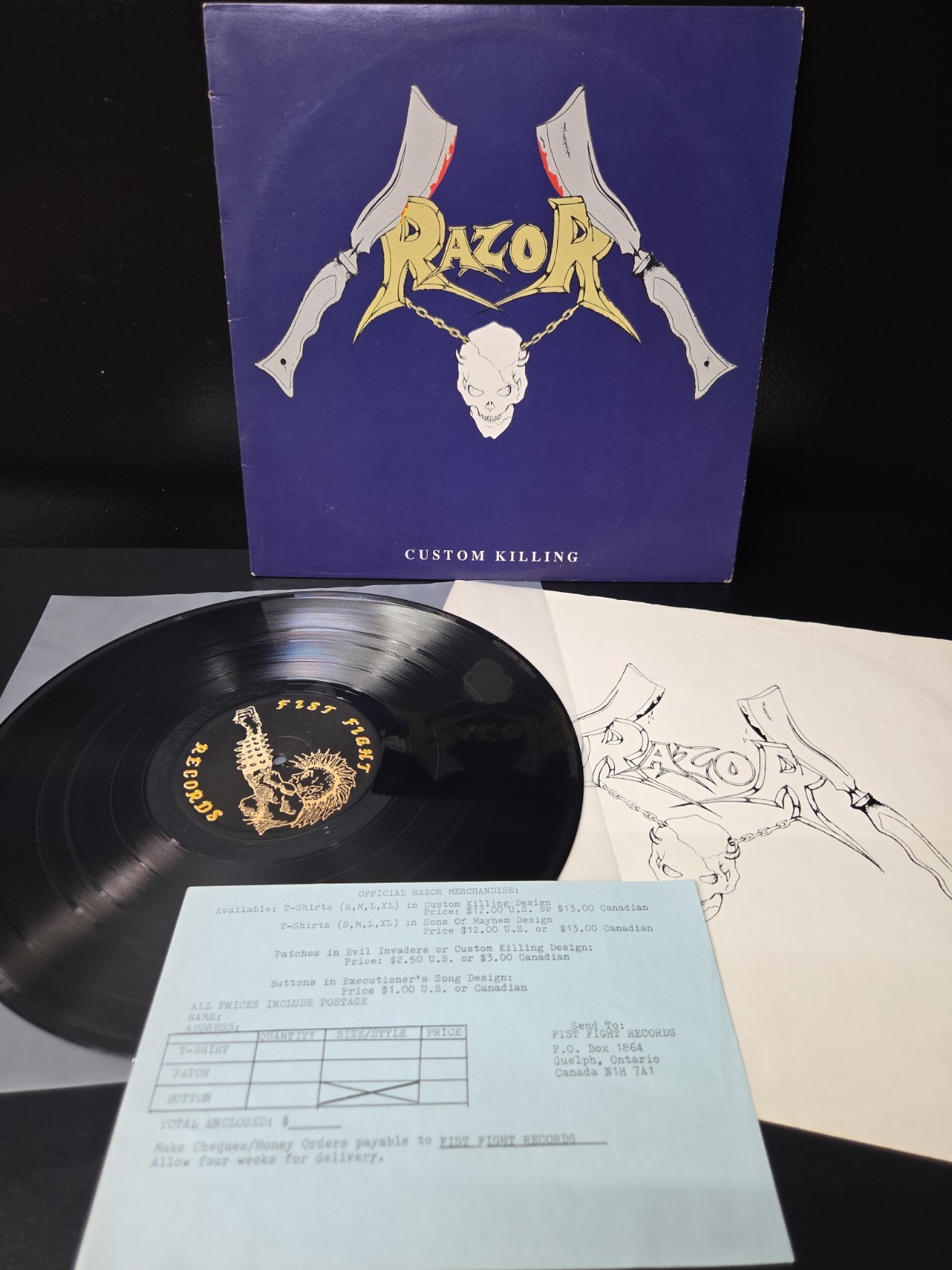 Razor Custom Killing Lp Vinyl 1987 1st Press W/Insert/Order Form VG+/VG++