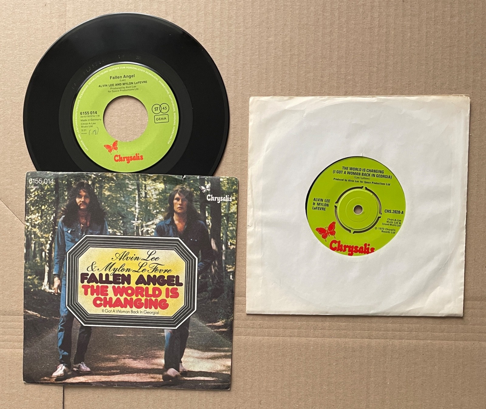 Alvin LEE & Mylon LeFEBVRE Lot x 2 SP 7" Fallen angel  / The world is changing
