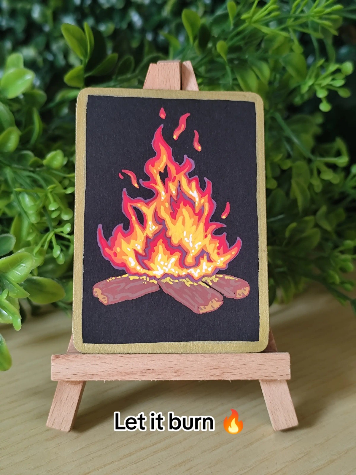Original ACEO Fire 1, Flame, fantasy, gold, by Lavender_Lollipop_Art 2.5" x 3.5"