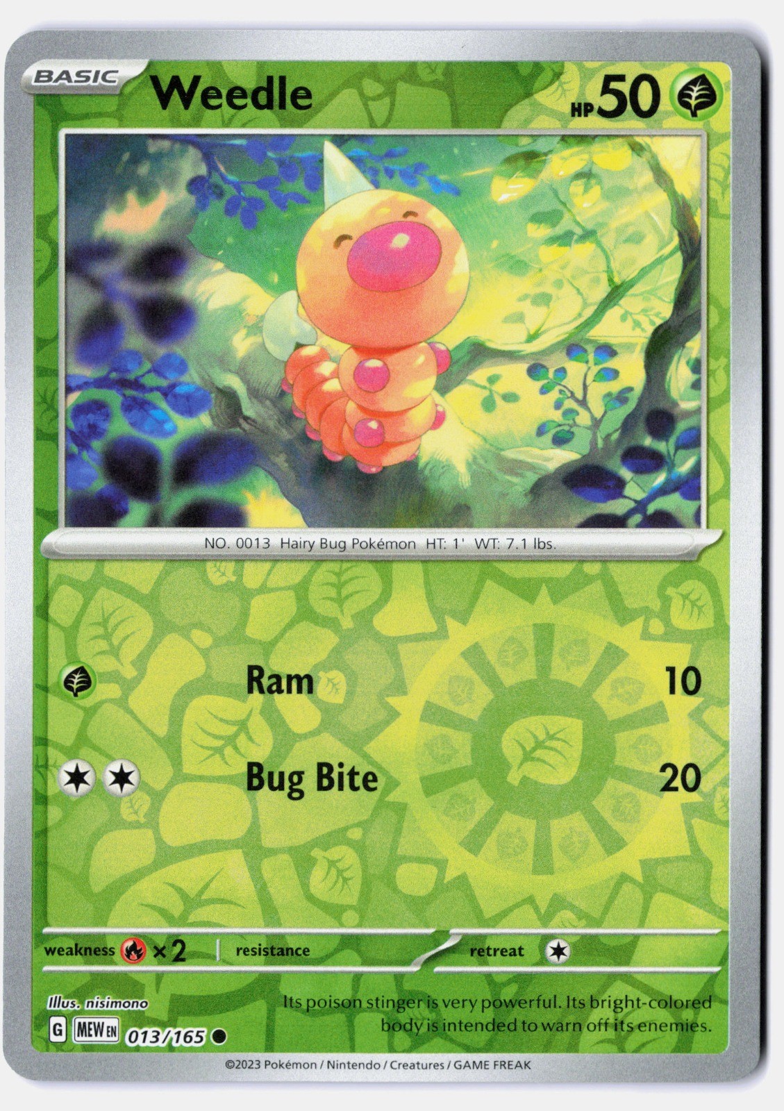 Weedle 013/165 Sv: Scarlet & Violet 151 Reverse Holo