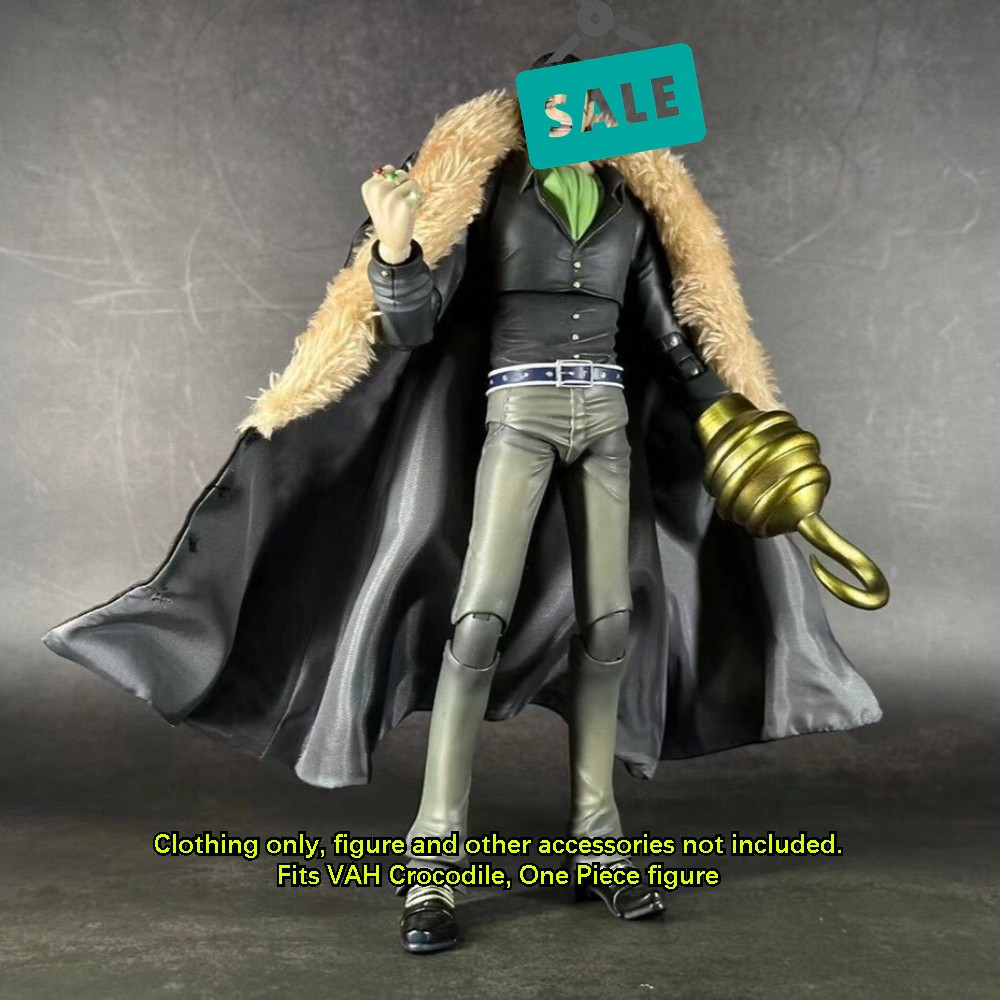 Crocodile Character Custom Fur Collar Long Trench Coat Outfit for Action Figure