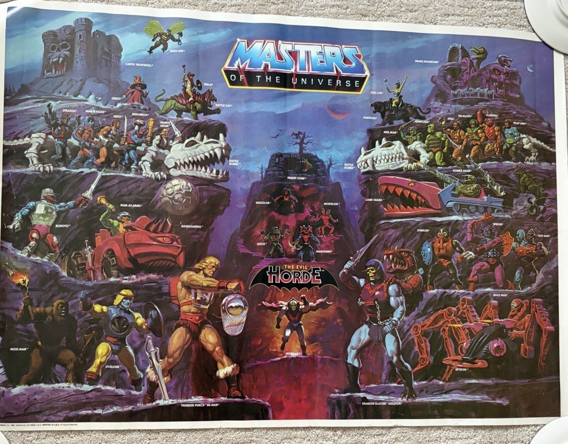 Vintage 1985 He-Man Masters Of The Universe Evil Horde Promo Poster Mattel