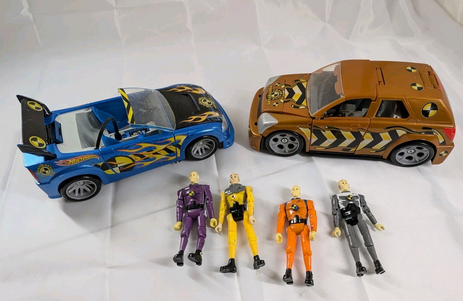 Hot Wheels Crash Test Lot 2 Cars 4 Dummies Working Crash Action Mattel 2000s