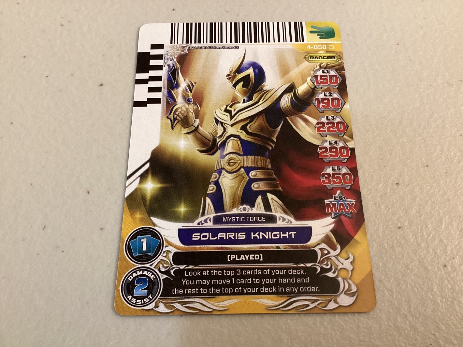 Power Rangers Action Card Game Mystic Force Solaris Knight Card 4-050 ACG 2013