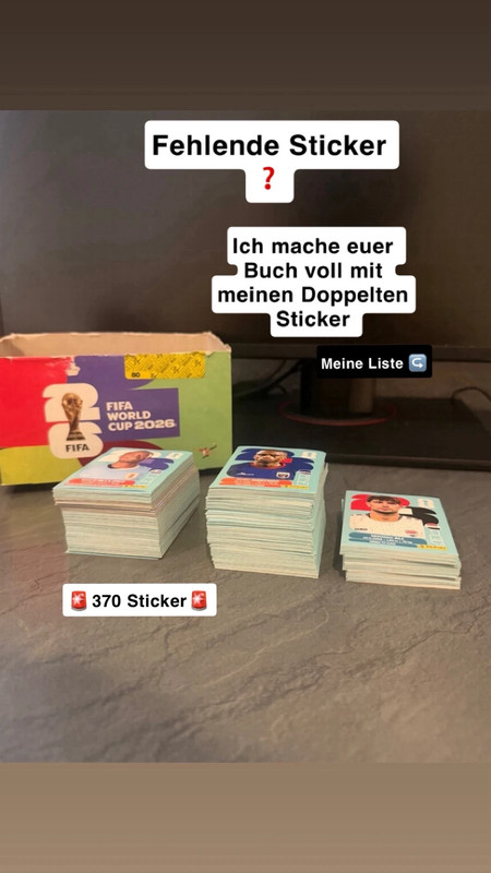 Panini Sticker Weltmeisterschaft World Cup 2026 doppelt Stapel