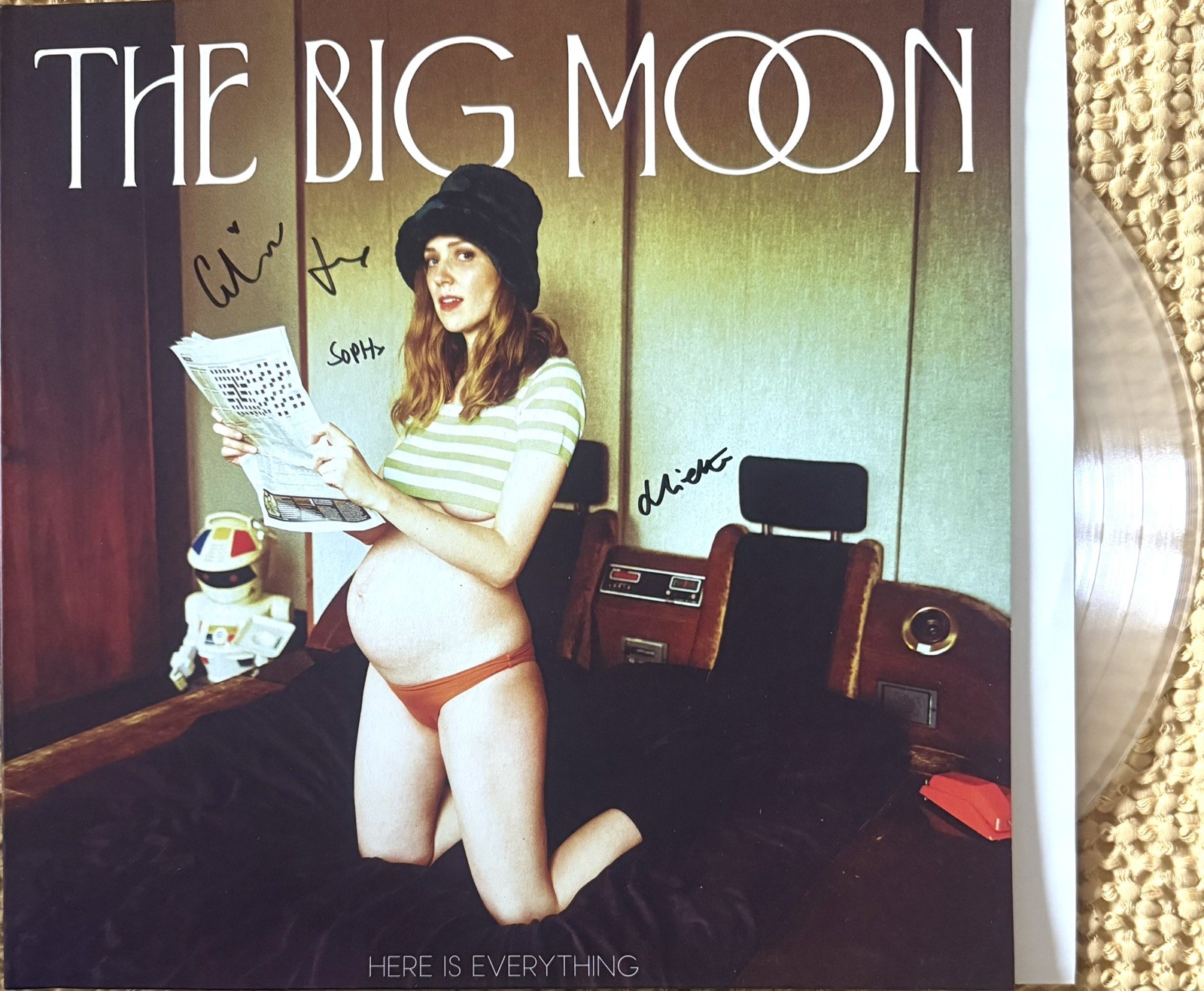 THE BIG MOON - HERE IS EVERYTHING AUTOGRAPHED CLEAR VINYL SIGNED
