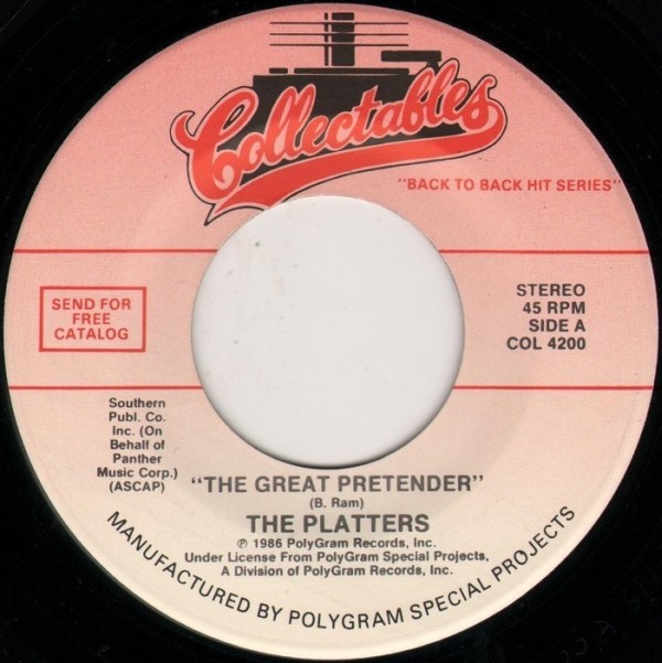 The Platters, The Great Pretender / You'll Never, Never Know, (7", RE), NM or M-