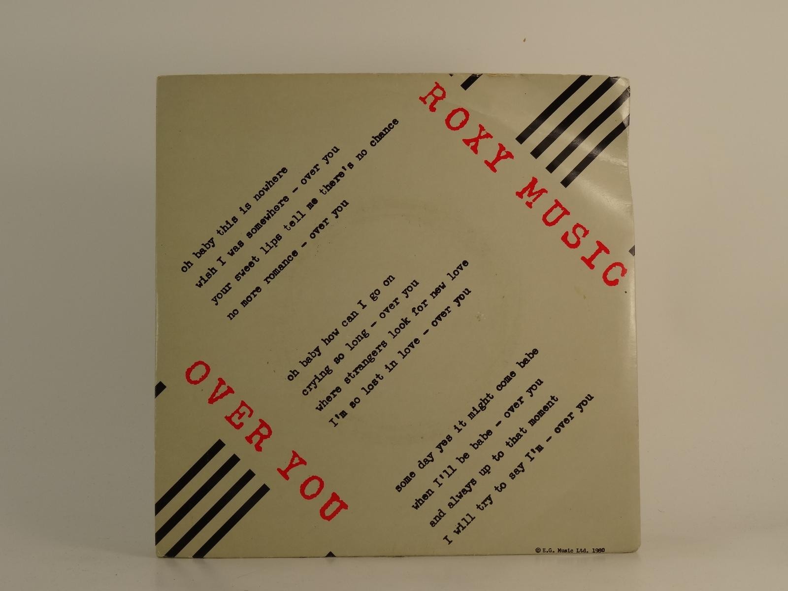 ROXY MUSIC OVER YOU (82) 2 Track 7" Single plus Picture Sleeve EG RECORDS