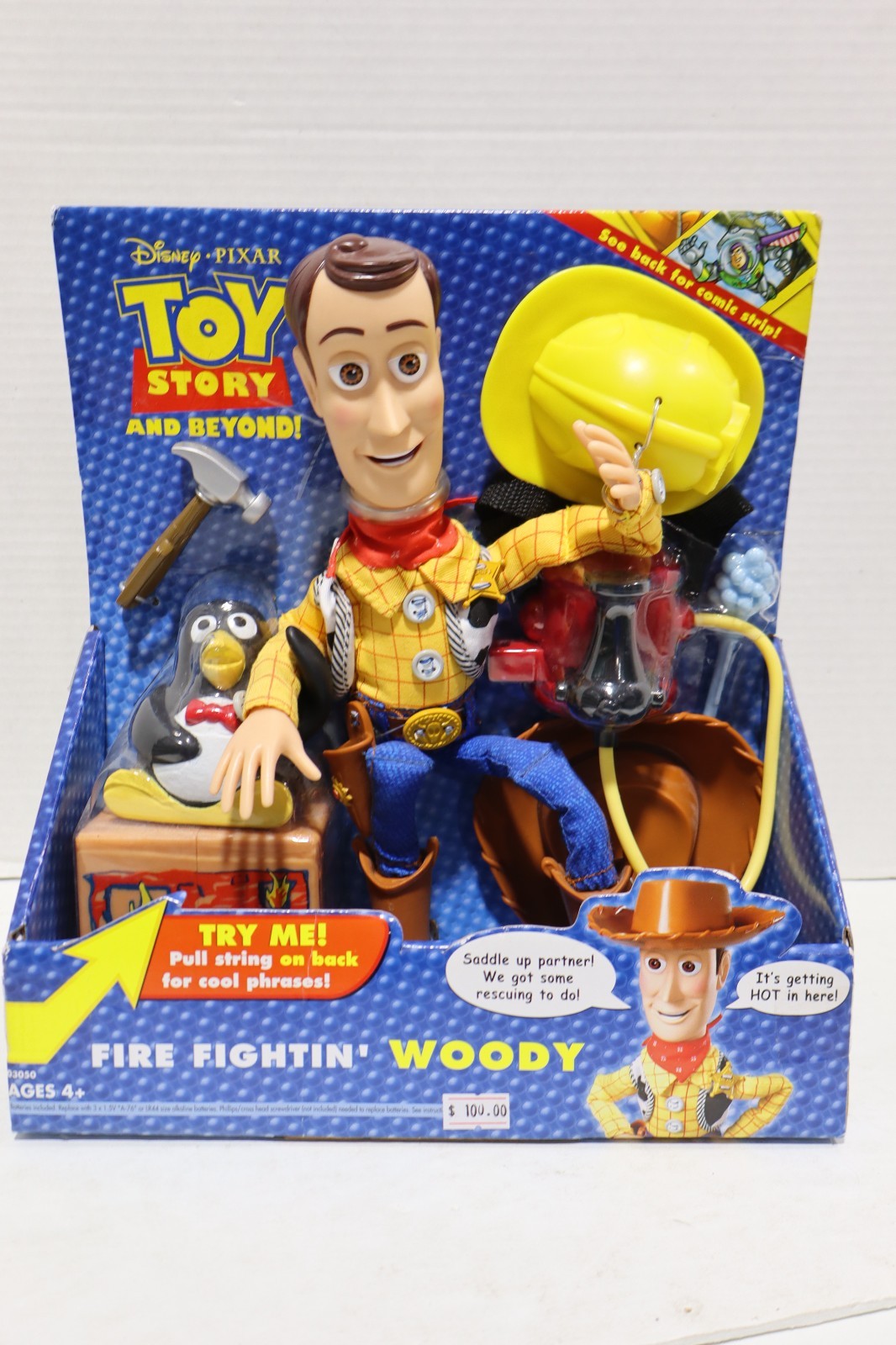 Toy Story & Beyond Hasbro Fire Fightin Woody Doll Set Nuovo Disney 2004 NO SUONO