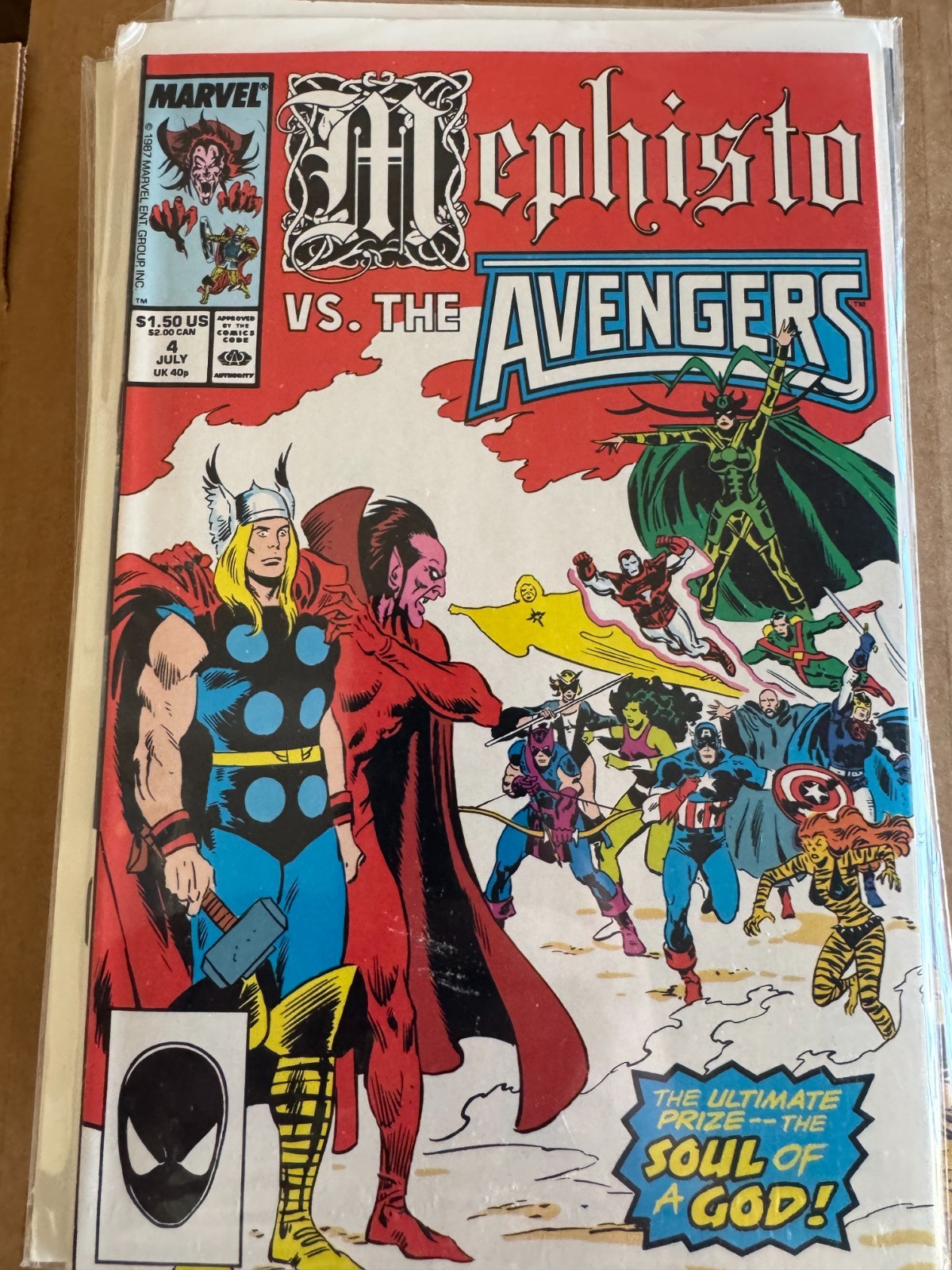 Mefisto vs. The Avengers #4 1987 Marvel Comics Al Milgrom numero chiave prima stampa