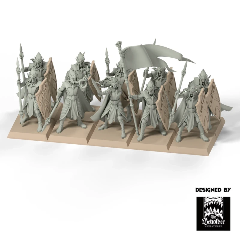 10 Lanceros Elfos Silvanos Beholder 32mm