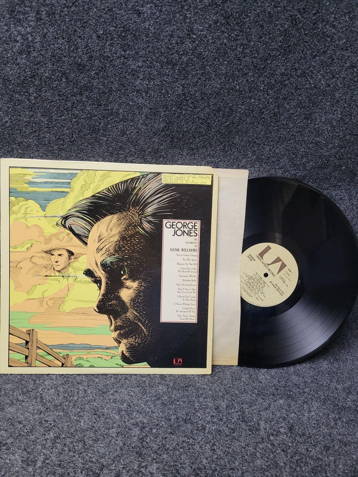 Vintage George Jones My Favorites Of Hank Williams 12" Black Vinyl LP UA 33 RPM