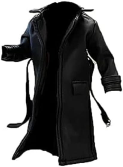 BOSWON Modello Trench Coat in Ecopelle Nera con Filo Sodier Scala 1/12 per Fi...