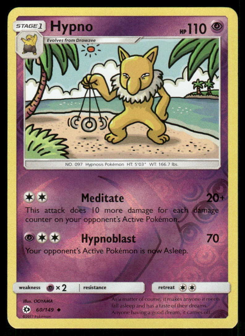 POKEMON HYPNO SM SET BASE 60/149 REVERSE HOLO UC LP