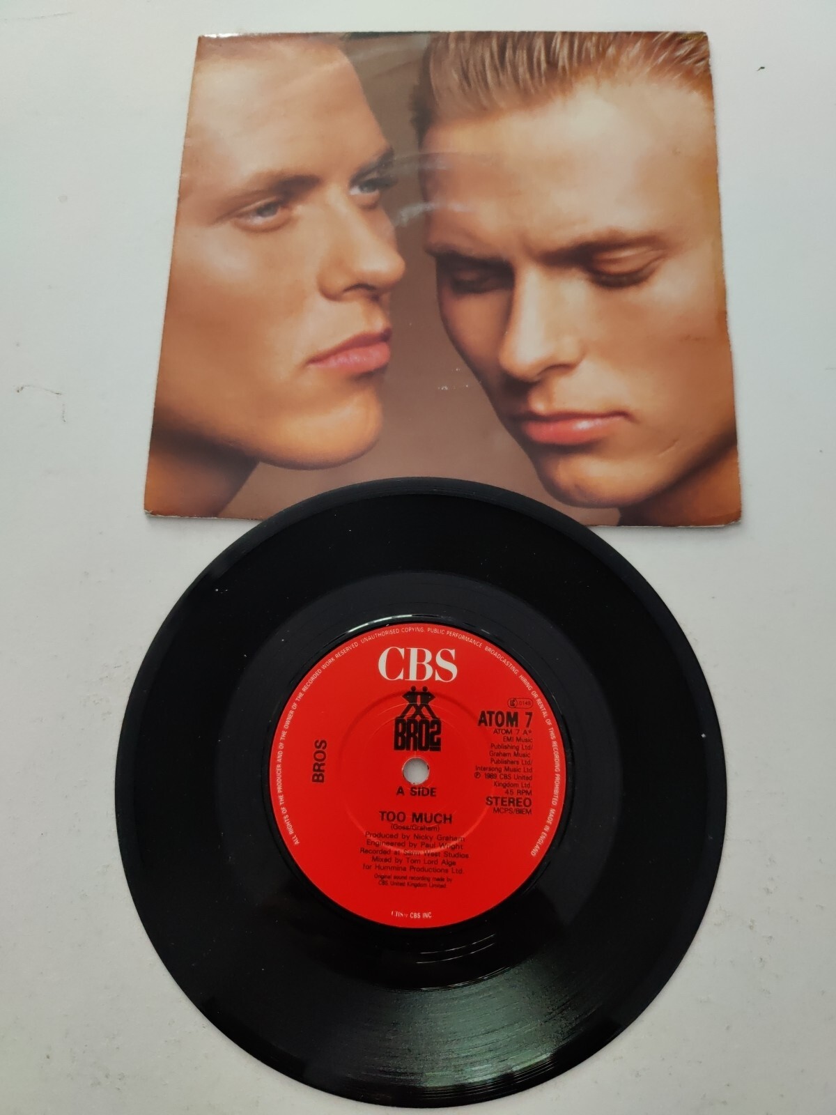 BROS Too Much Astrologically 7" vinyl CBS ATOM