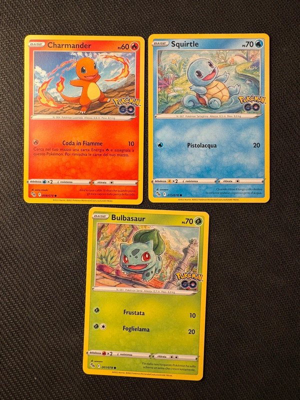 Bulbasaur 001 Charmander 008 Squirtle 015 Pokemon Go ITA