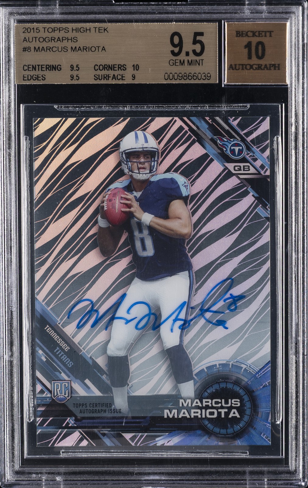 2015 TOPPS HIGH TEK AUTOS #8 MARCUS MARIOTA BGS 9,5