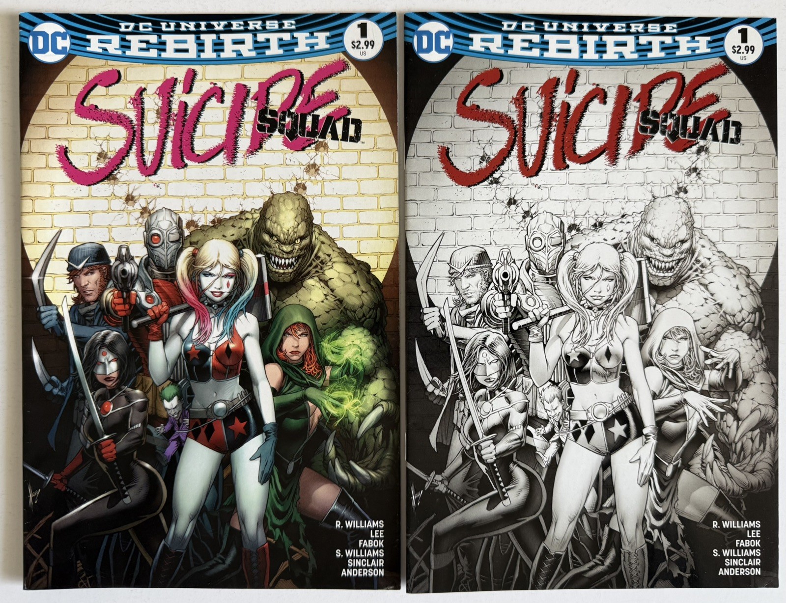 SUICIDE SQUAD #1 (2016) Dale Keown Buy Me Toys set variante schizzo colore e bianco e nero
