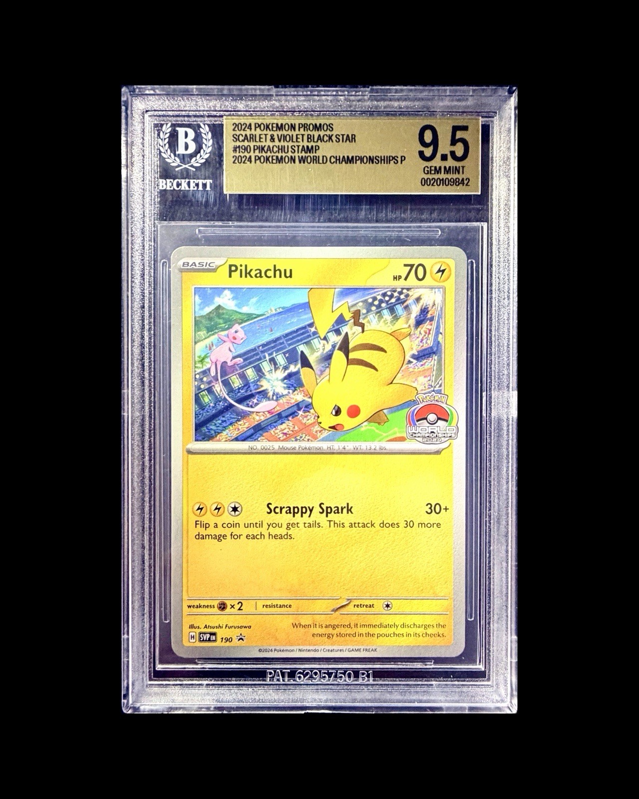 Pokemon SVP 190 - Timbrato 2024 Campionati del Mondo Promo Pikachu - BGS 9.5