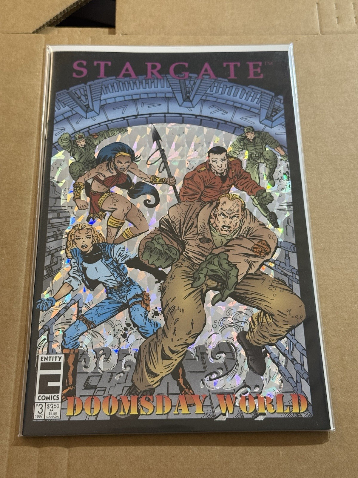 Stargate Doomsday World #3 copertina B Deluxe Foil Entity Comics 1996 quasi nuovo raro