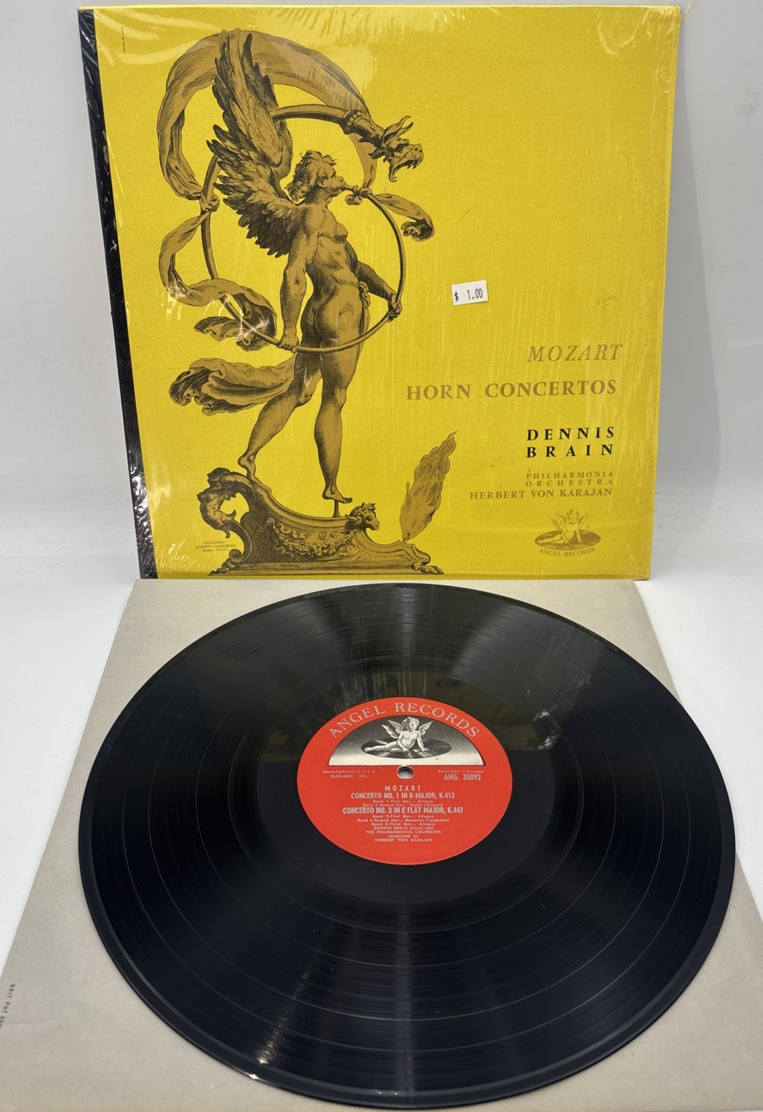 DENNIS BRAIN  "Mozart - Horn Concertos"   Vinyl LP   Angel  35092 VG+