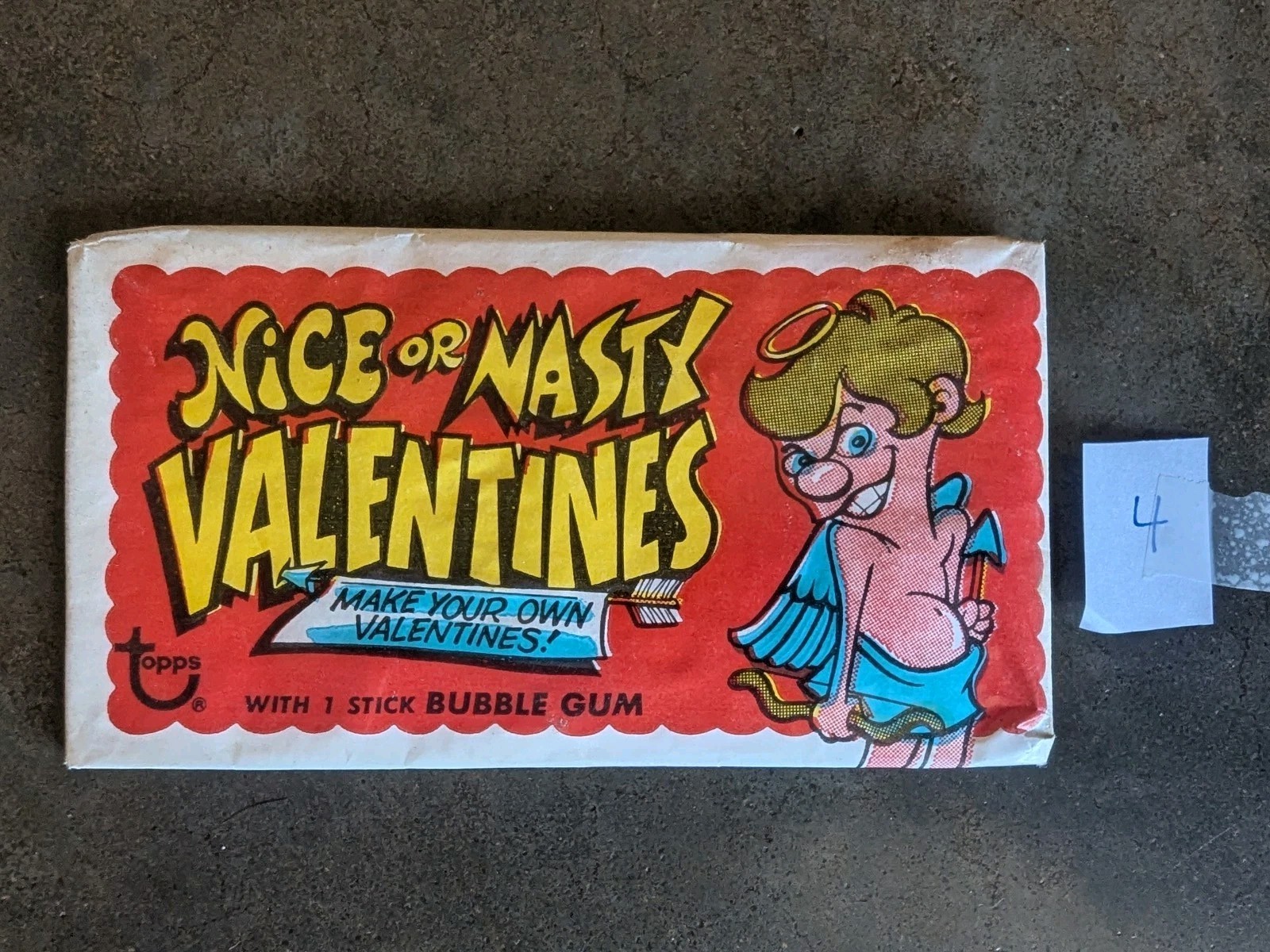 RARE 1970 NICE OR NASTY VALENTINES STICKER & CARD UNOPENED PACK TOPPS VINTAGE #4