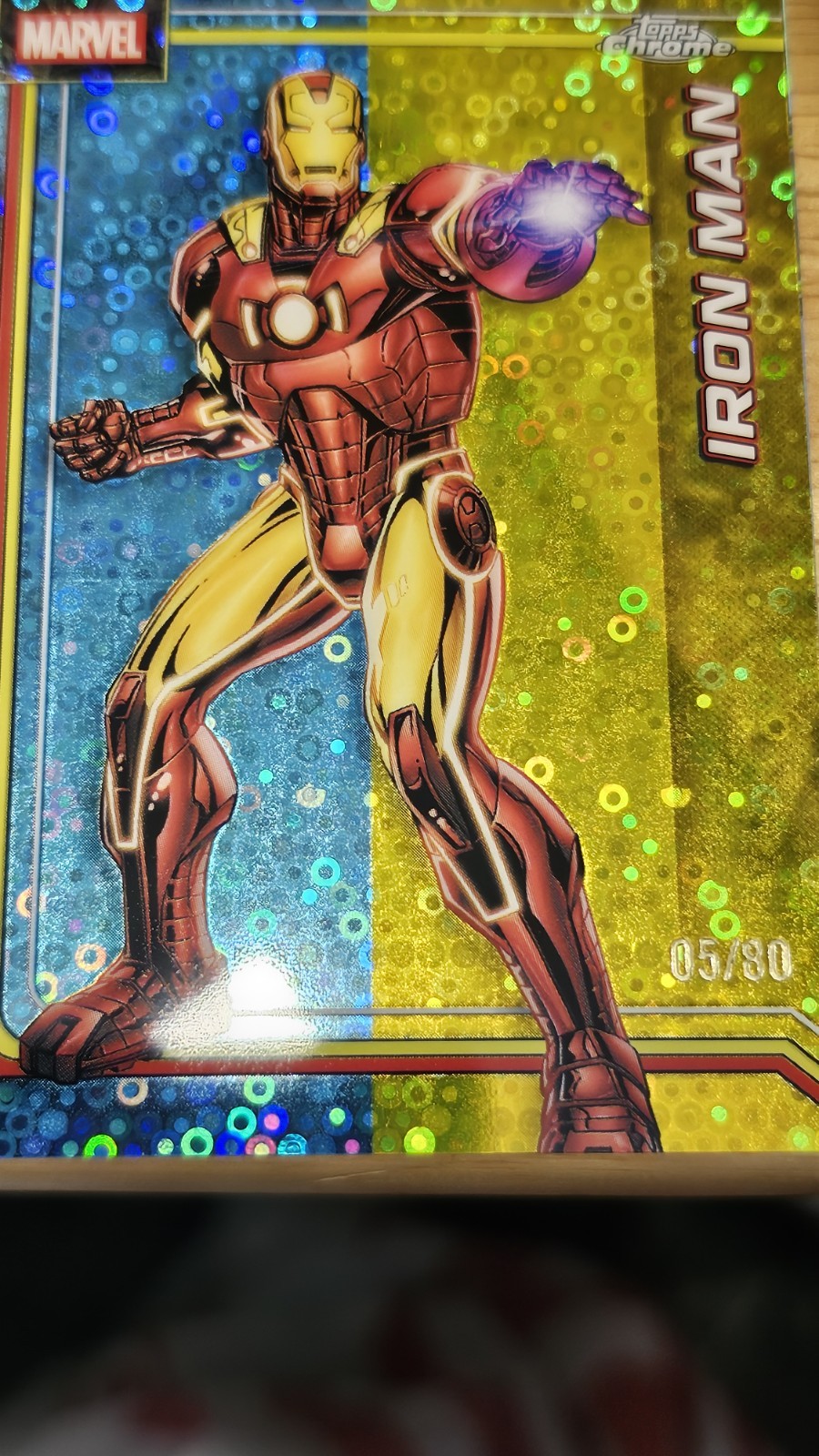 Iron Man SN 05/80 Abbaglianti Argento Disco Marvel 2026 Topps Cromo Parallelo