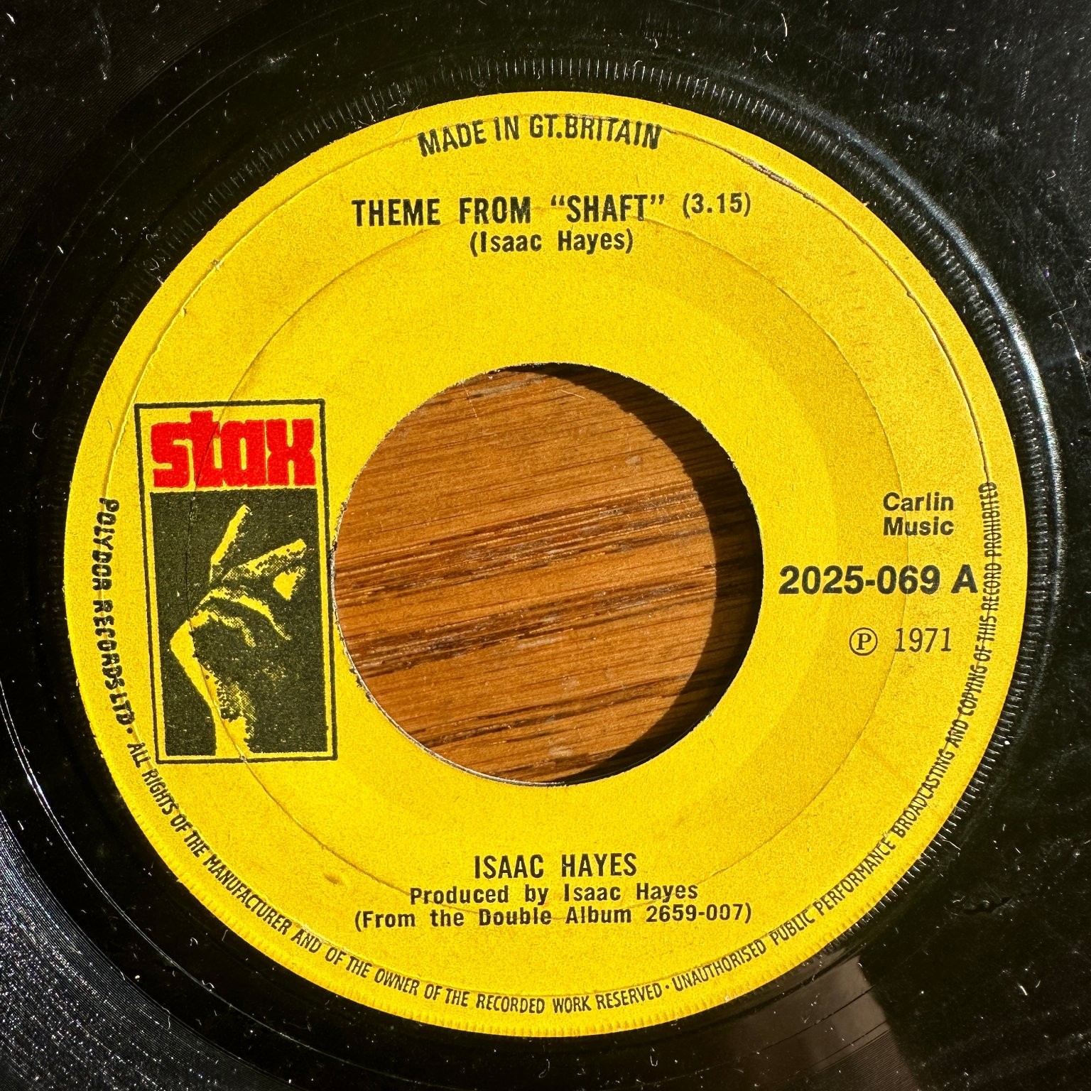 Isaac Hayes – Theme From Shaft 7" Record 1971 Stax Polydor Soul Funk 45 RPM