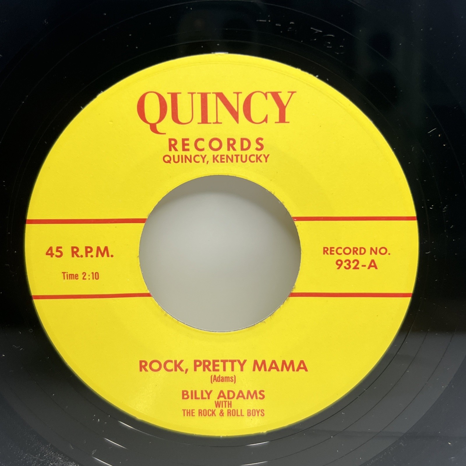 Billy Adams With The Rock & Roll Boys – Rock, Pretty Mama Reissue 7” EX