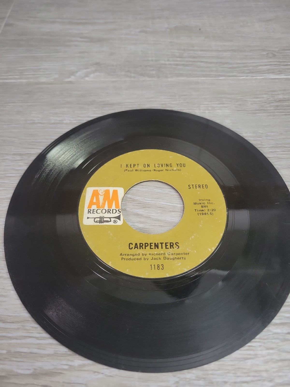 Carpenters Close To You / I Kept On Loving You Record 45 RPM Vinyl