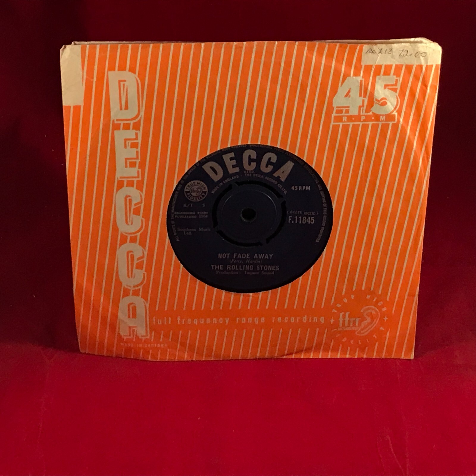 ROLLING STONES Not Fade Away 1964 UK 7" vinyl single original 45