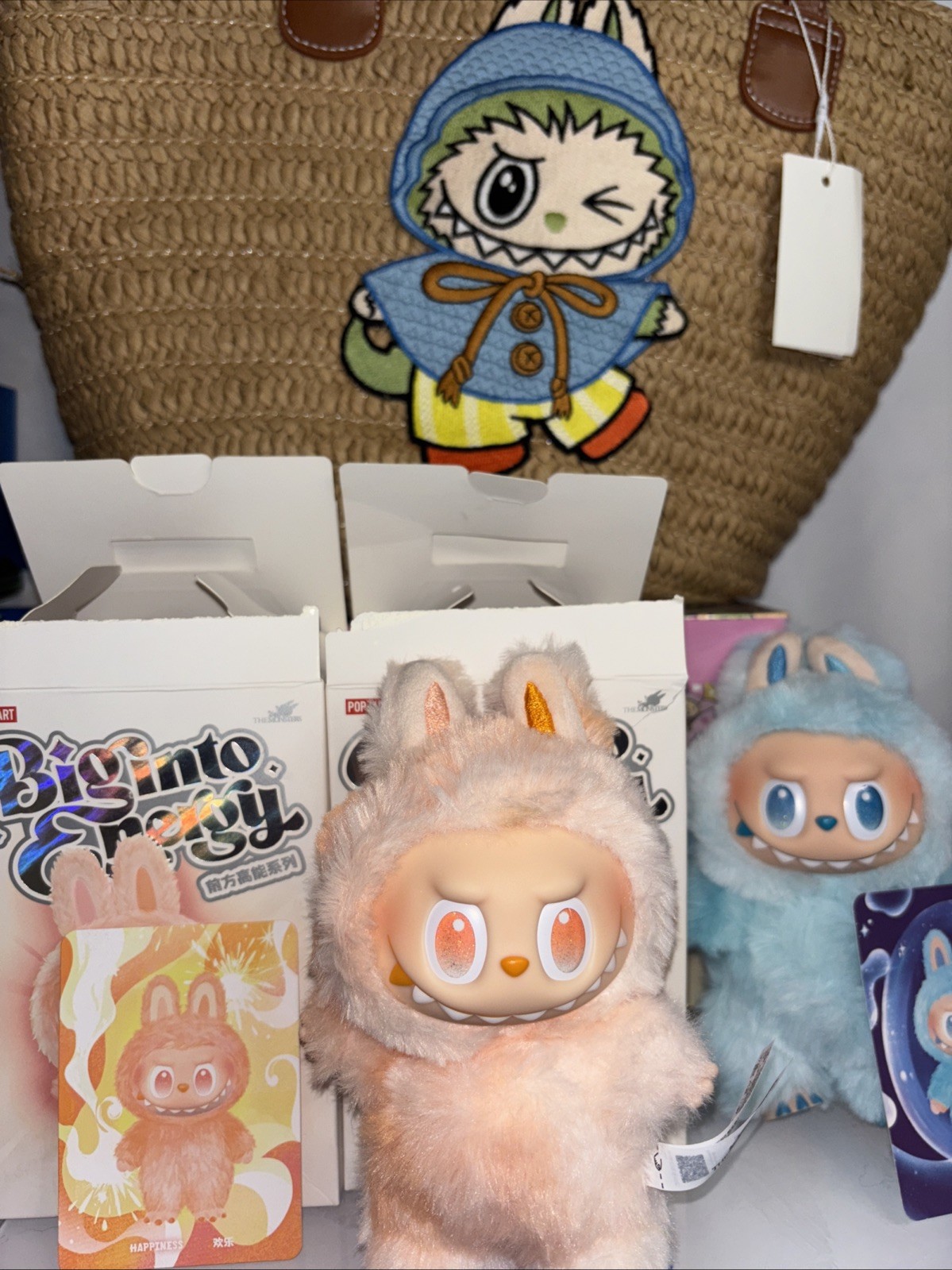 Peluche Pop Mart Labubu I Mostri Big Into Energy Vinile Felicità/Speranza + Borsa