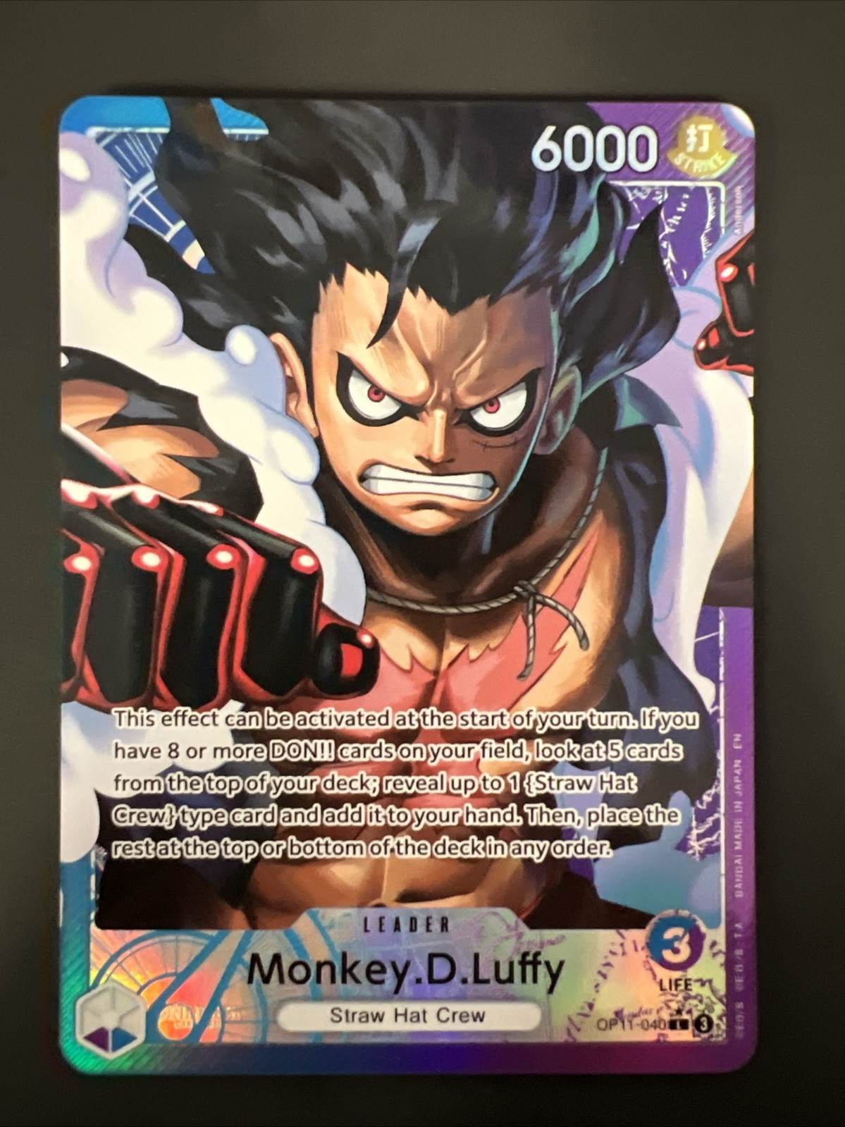 ❗️ Monkey D Rufy Op11-040 Arte Alternativa Un Pugno Di Furia Devina Pezzo Unico TCG🔥❗️