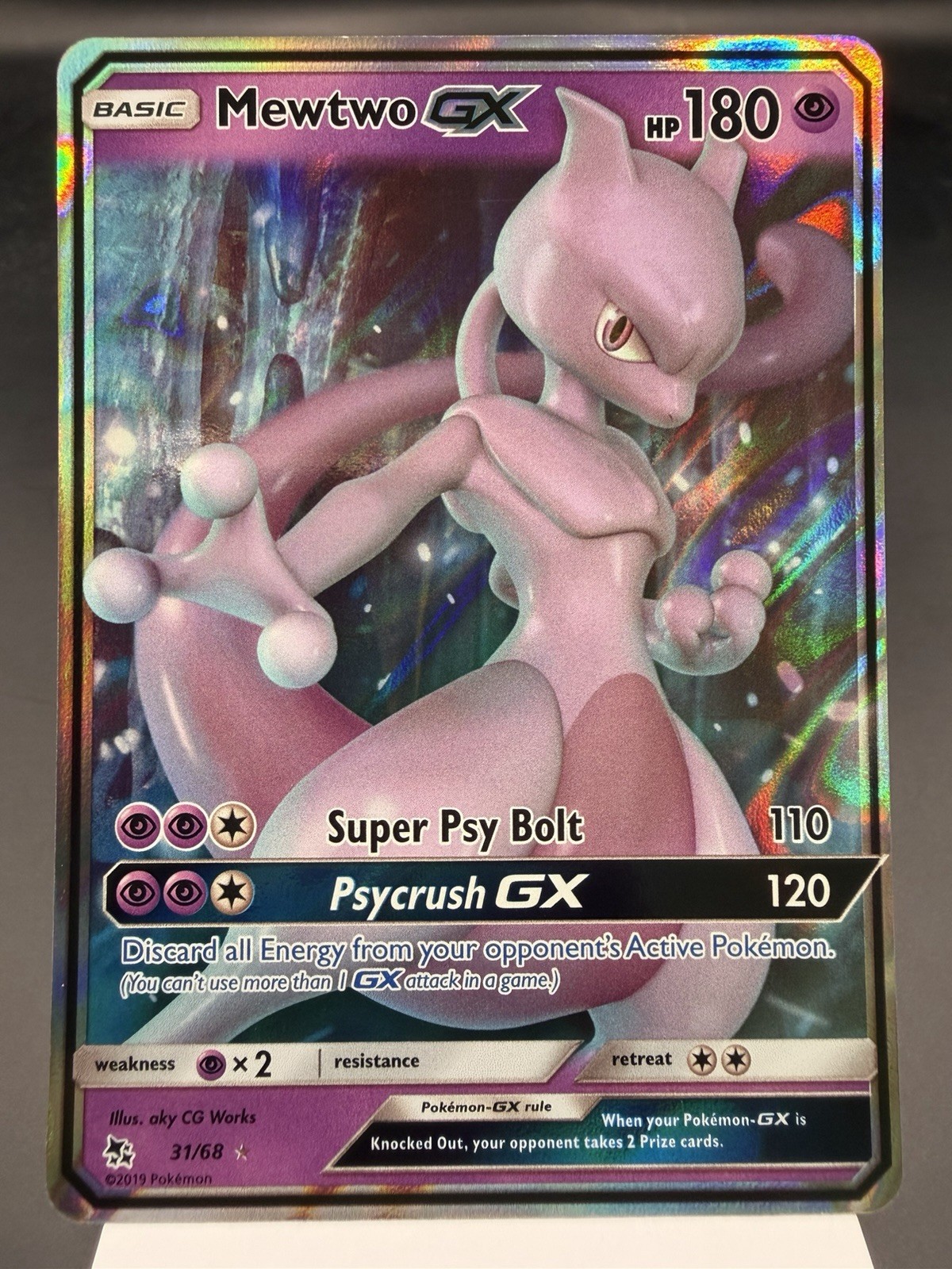 Mewtwo GX 31/68 - Ultra Rare Holo - Hidden Fates Pokemon Card MINT